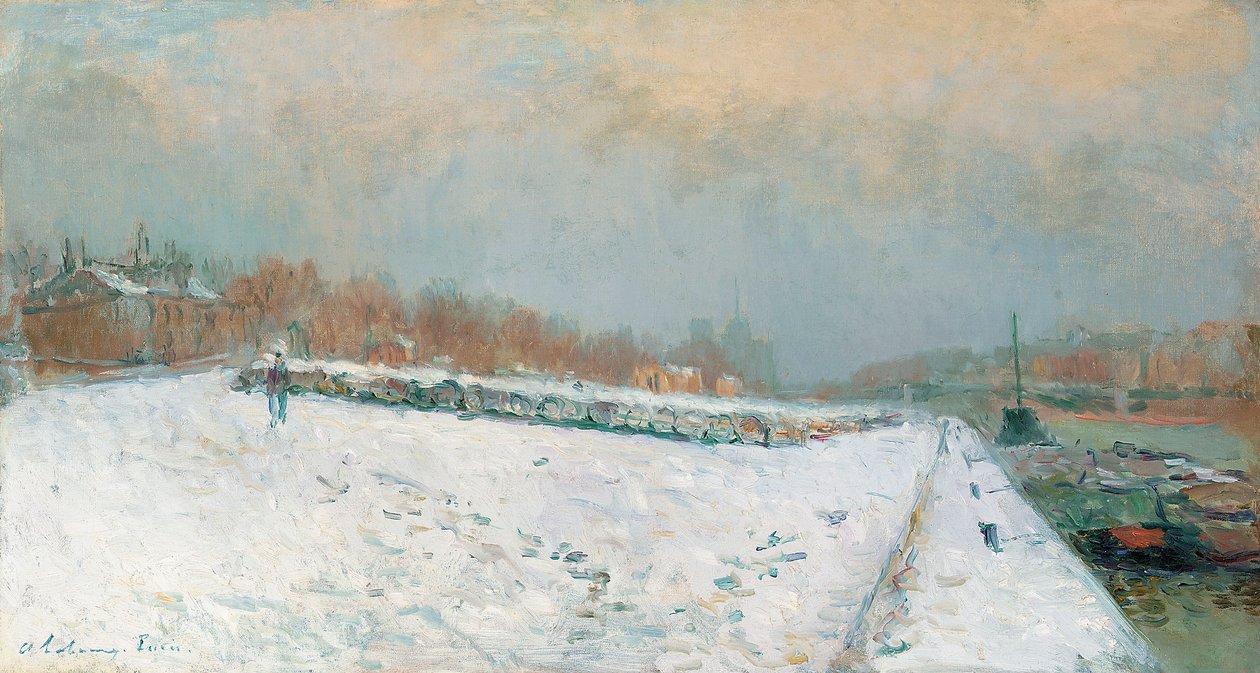 Port de Bercy, en hiver - Albert Charles Lebourg
