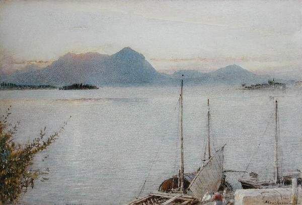 Lever de soleil depuis Baveno, Lago Maggiore - Albert Goodwin