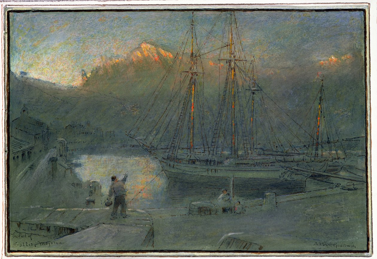 Le port de Solla, Majorque - Albert Goodwin