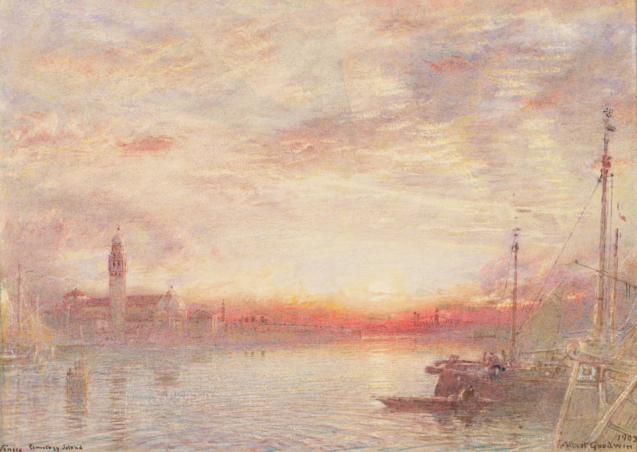 Venise, île du cimetière (San Michele) - Albert Goodwin