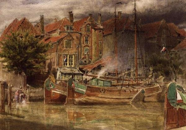Vue sur le canal, Dort - Albert Goodwin