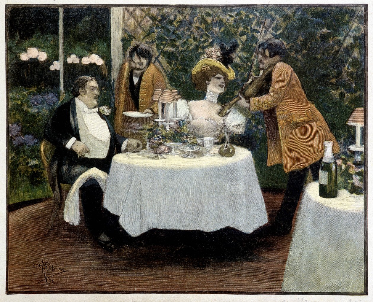 Restaurant, dessin par Guillaume - Albert Guillaume