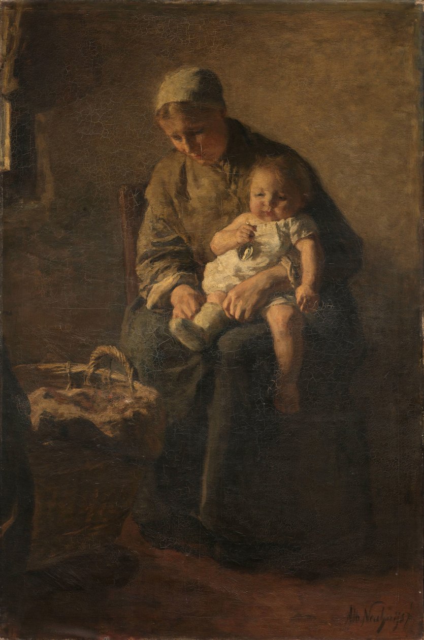 Une mère avec son enfant - Albert  Neuhuys