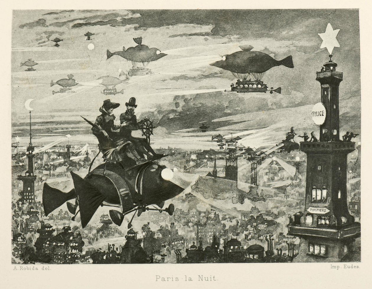 Paris de nuit, le vingtième siècle - Albert Robida