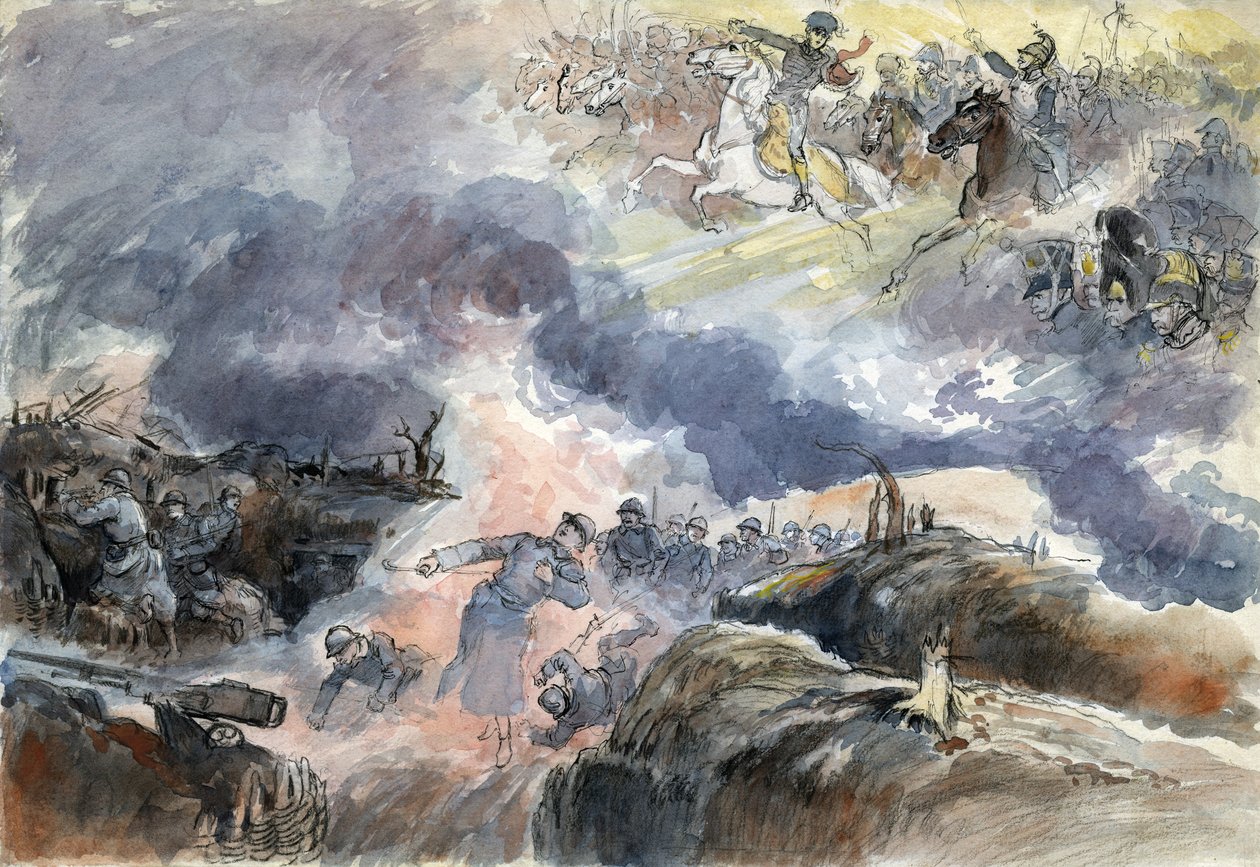 Les deux Murat. 1914-1918 (lithographie) - Albert Robida