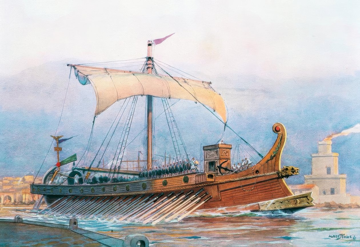 Navire de l’époque impériale romaine quittant l’arsenal - Albert Sébille