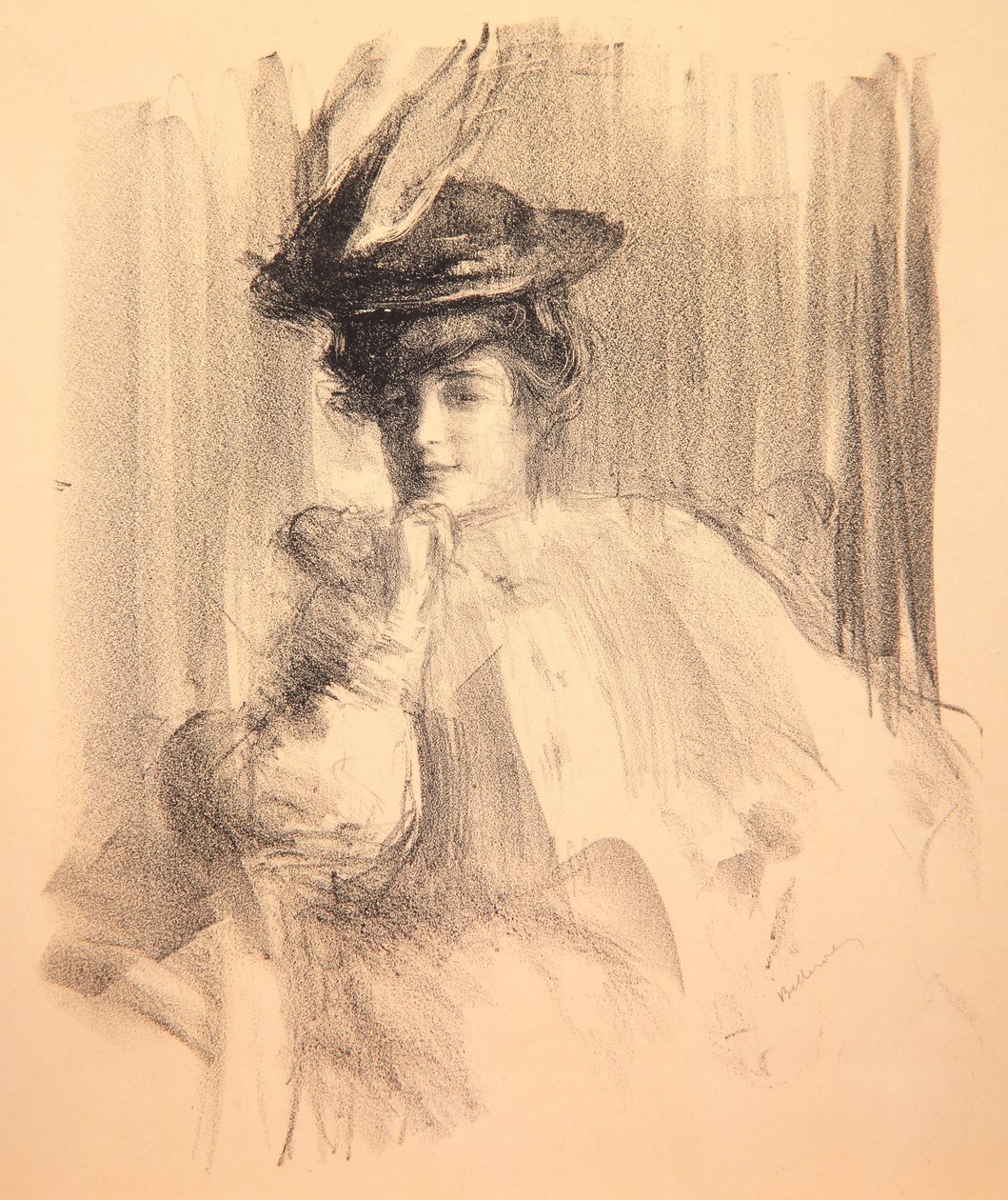 Lili avec un Chapeau à Plume - Albert de Belleroche