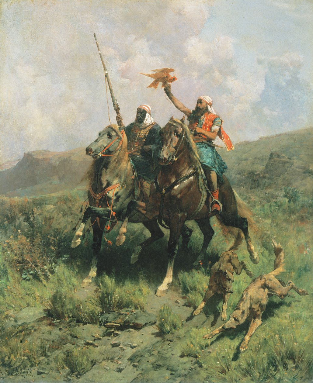 Arabes avec un faucon - Alberto Pasini
