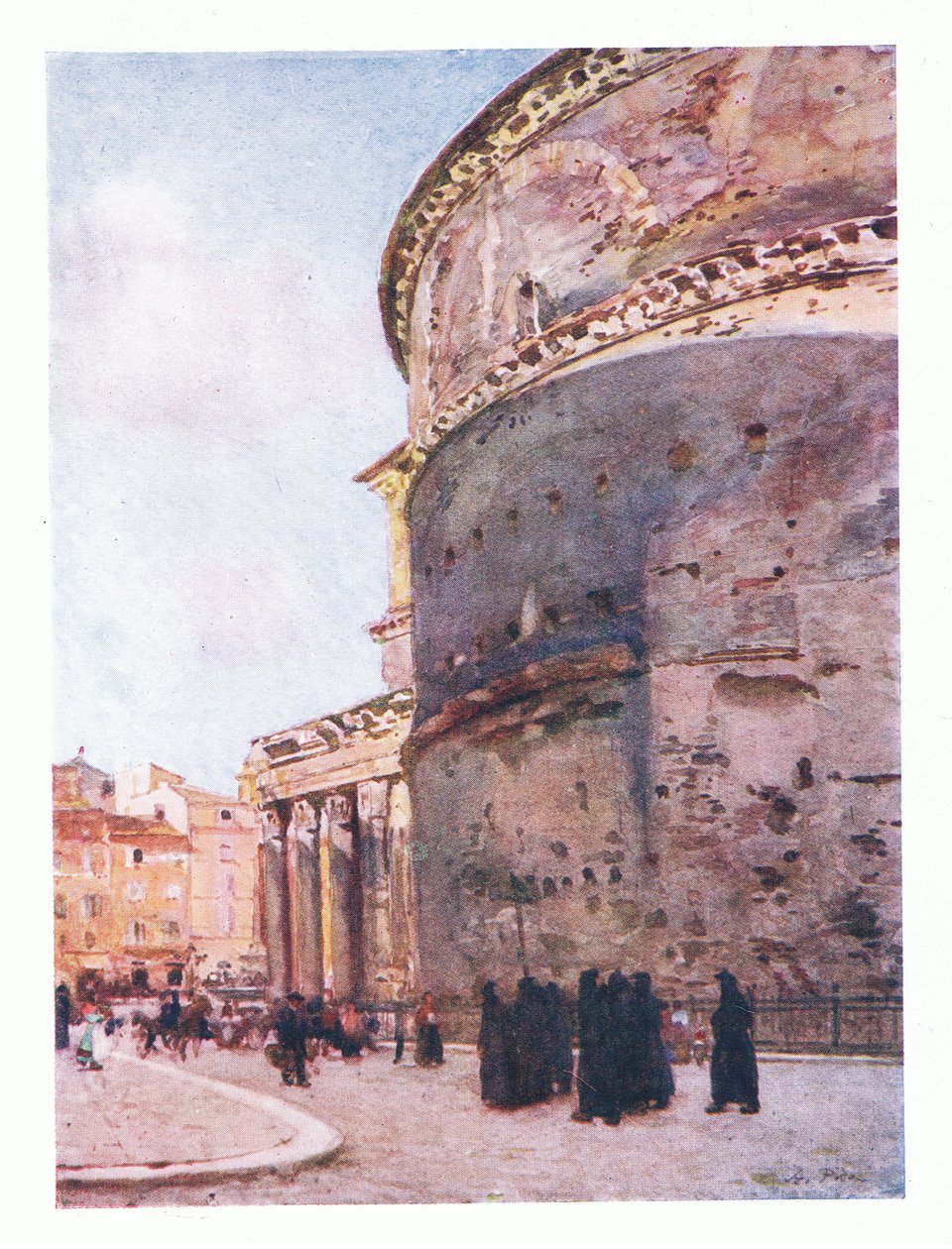 Panthéon, vue de flanc, de Rome publiée par A & C Black Ltd, 1925 - Alberto Pisa