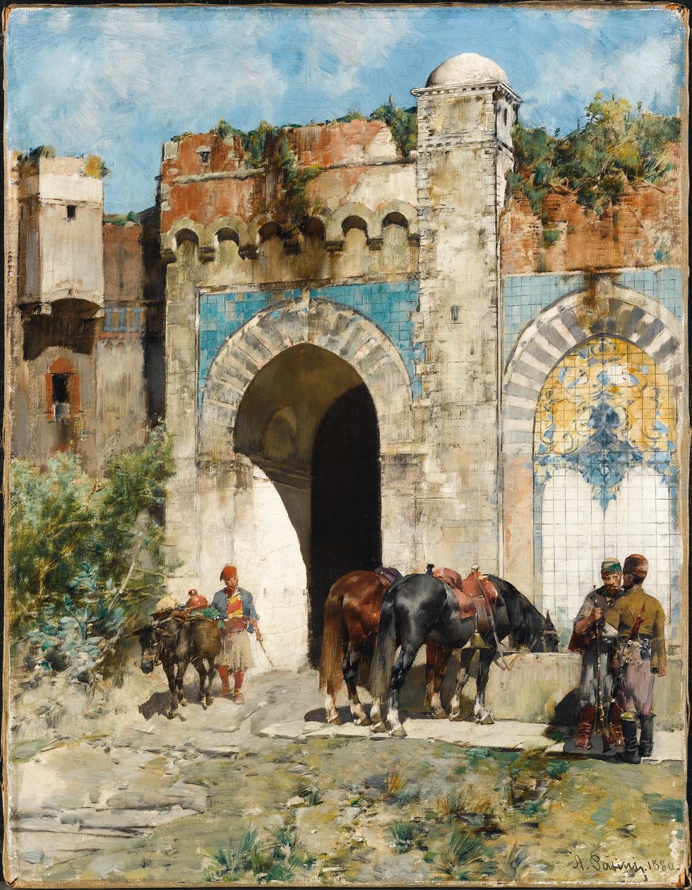 Abreuvant les chevaux, 1880 - Alberto Pasini