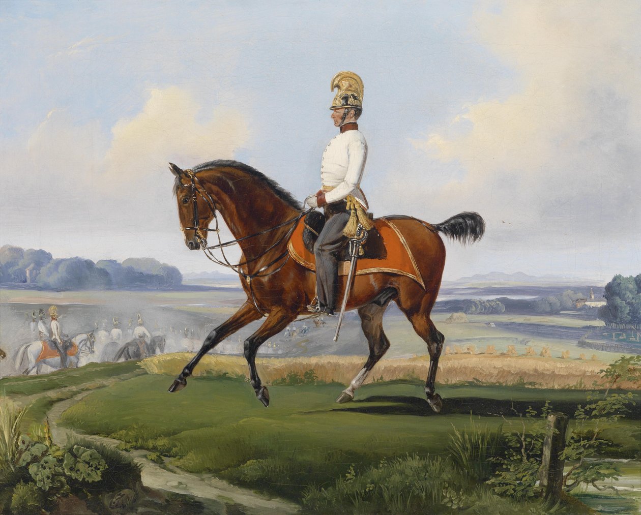 Lieutenant Theodor v. Klein (Zehlendorf 1803-1863 Geltschberg) en uniforme du régiment de dragons n° 3 en exercice - Albrecht Adam