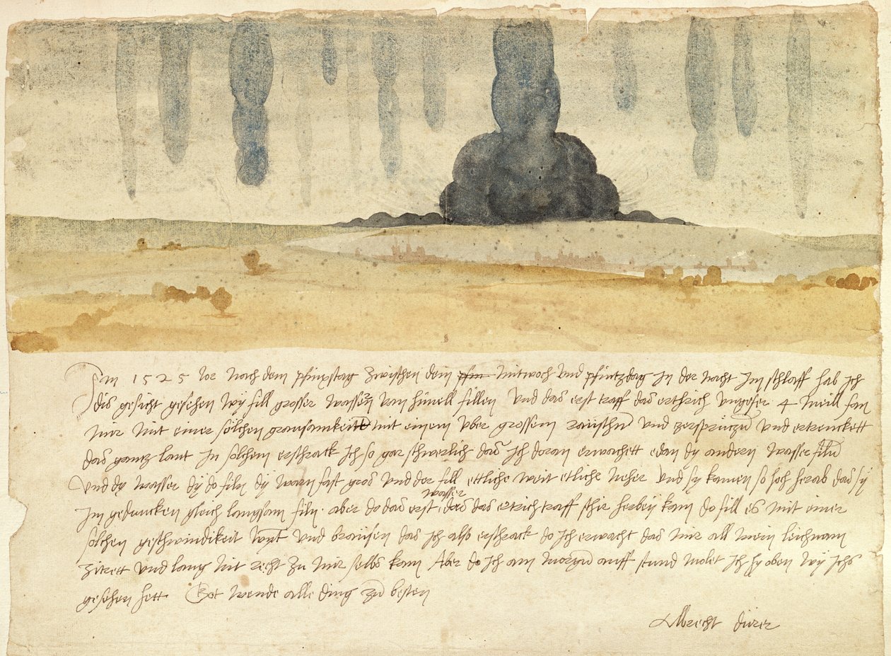 Paysage de rêve avec texte, 1526 - Albrecht Dürer
