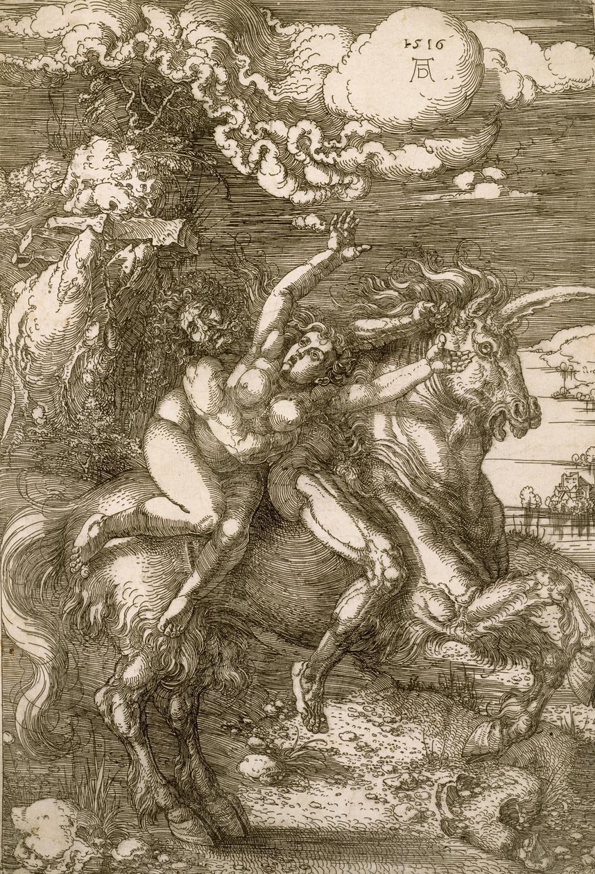 Le viol de Proserpine (Enlèvement sur une licorne) - Albrecht Dürer