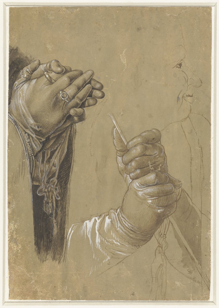 Mains et profil de tête - Albrecht Dürer (possibly)