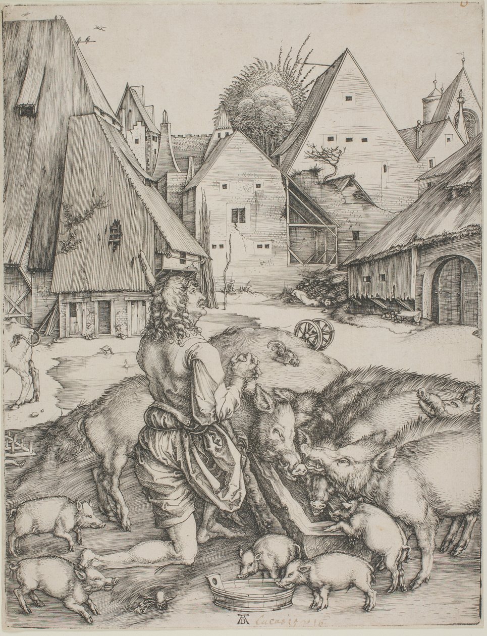 Le fils prodigue parmi les porcs - Albrecht Dürer