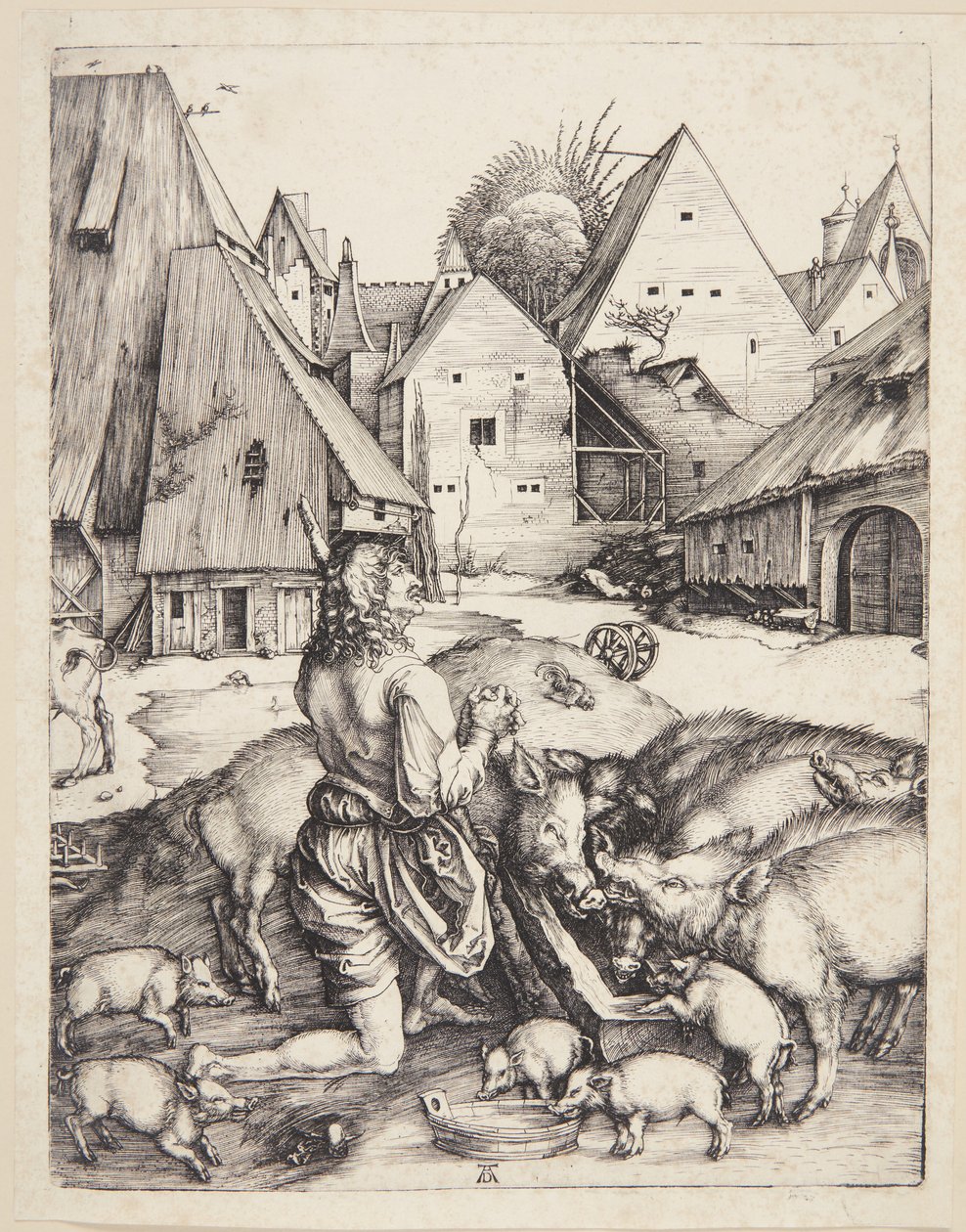 Le fils prodigue parmi les porcs - Albrecht Dürer