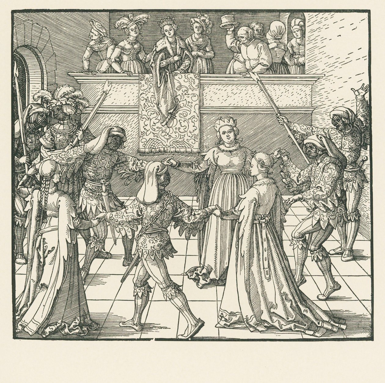 La mascarade (gravure sur bois) - Albrecht Dürer or Duerer