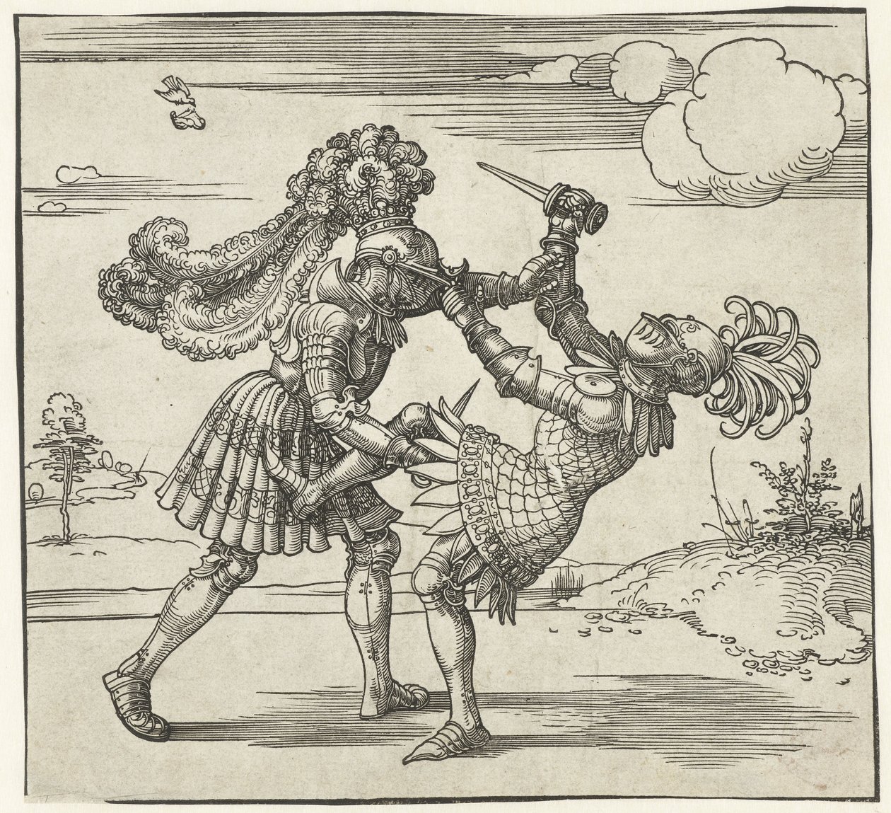 Deux chevaliers combattant - Albrecht Dürer or Duerer