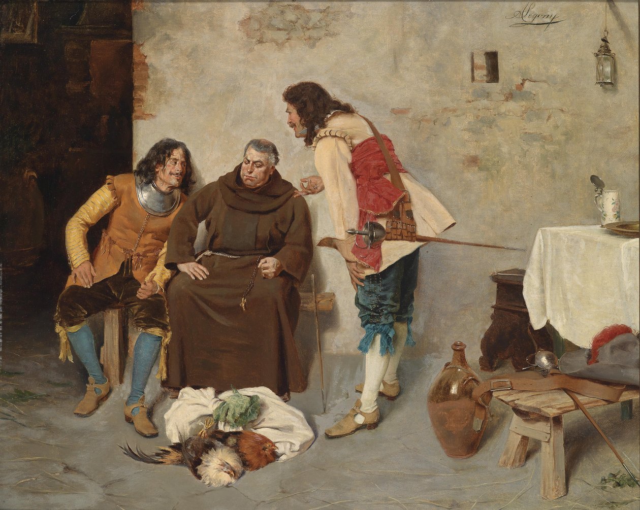 Prêtre en conversation avec des lansquenets - Alcide Segoni