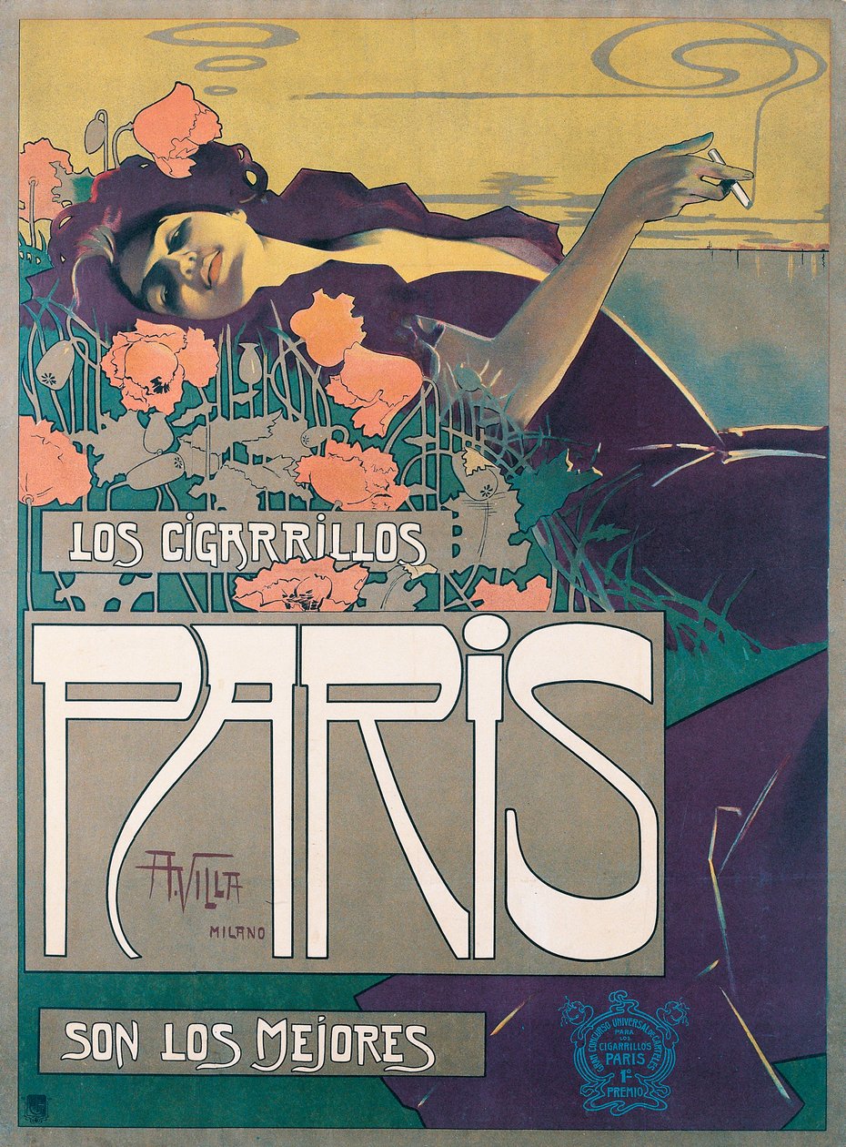 Affiche Cigarrillos Paris par Aleardo Villa - Aleardo Villa