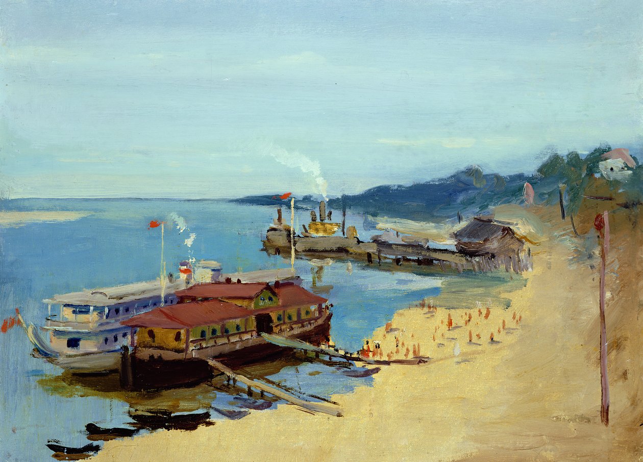Bateaux sur la Volga - Aleksandr Isaakovich Rusakov