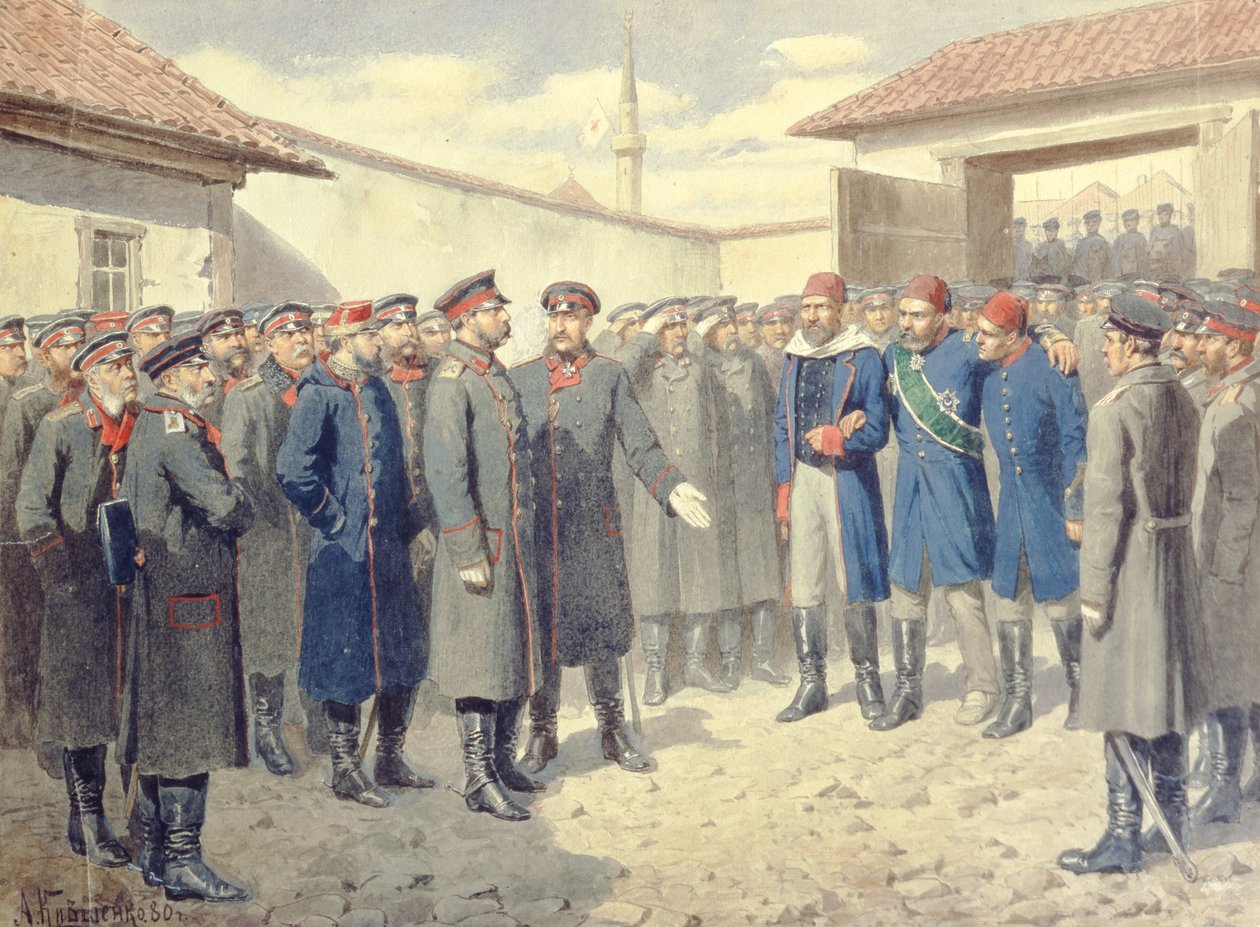 La Chute de Plevna, Le Blessé Osman-Pasha devant Alexandre II, 1880 - Aleksei Danilovich Kivshenko