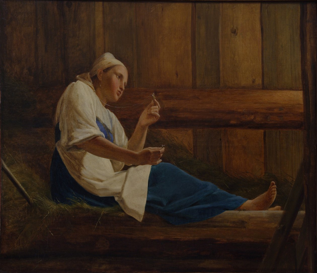 Fille sur un matelas de foin - Aleksei Gavrilovich Venetsianov
