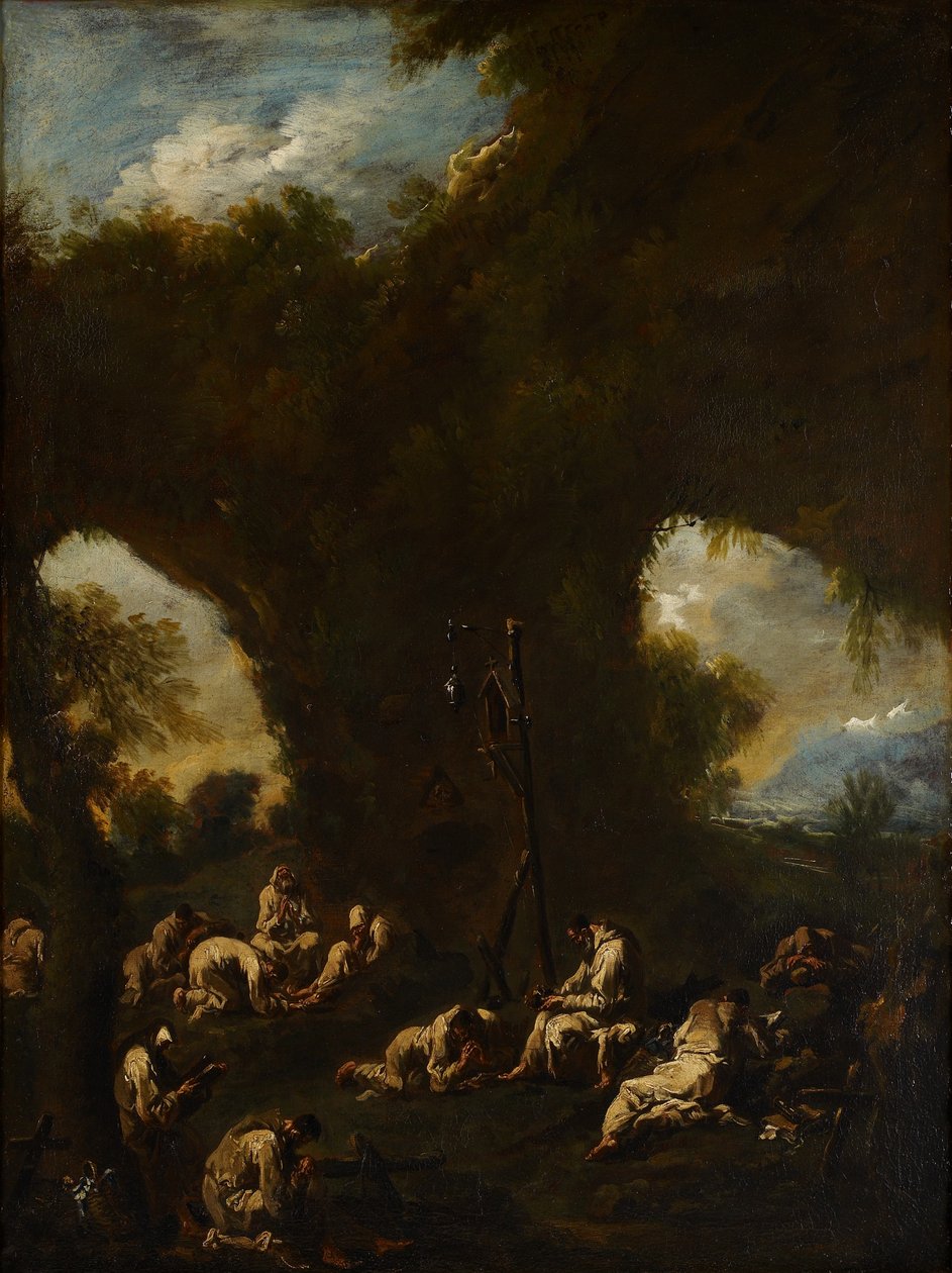 Moines priant dans une grotte, c.1730 - Alessandro Magnasco