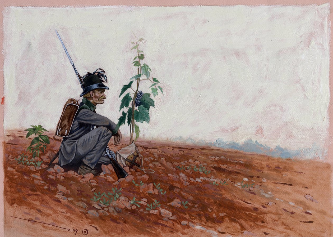 Jäger autrichien (chasseur), assis près d