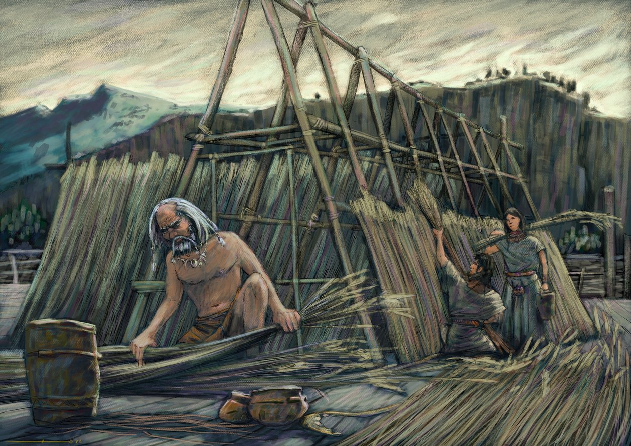 Construction de maisons sur pilotis, maisons préhistoriques - Alessandro Lonati