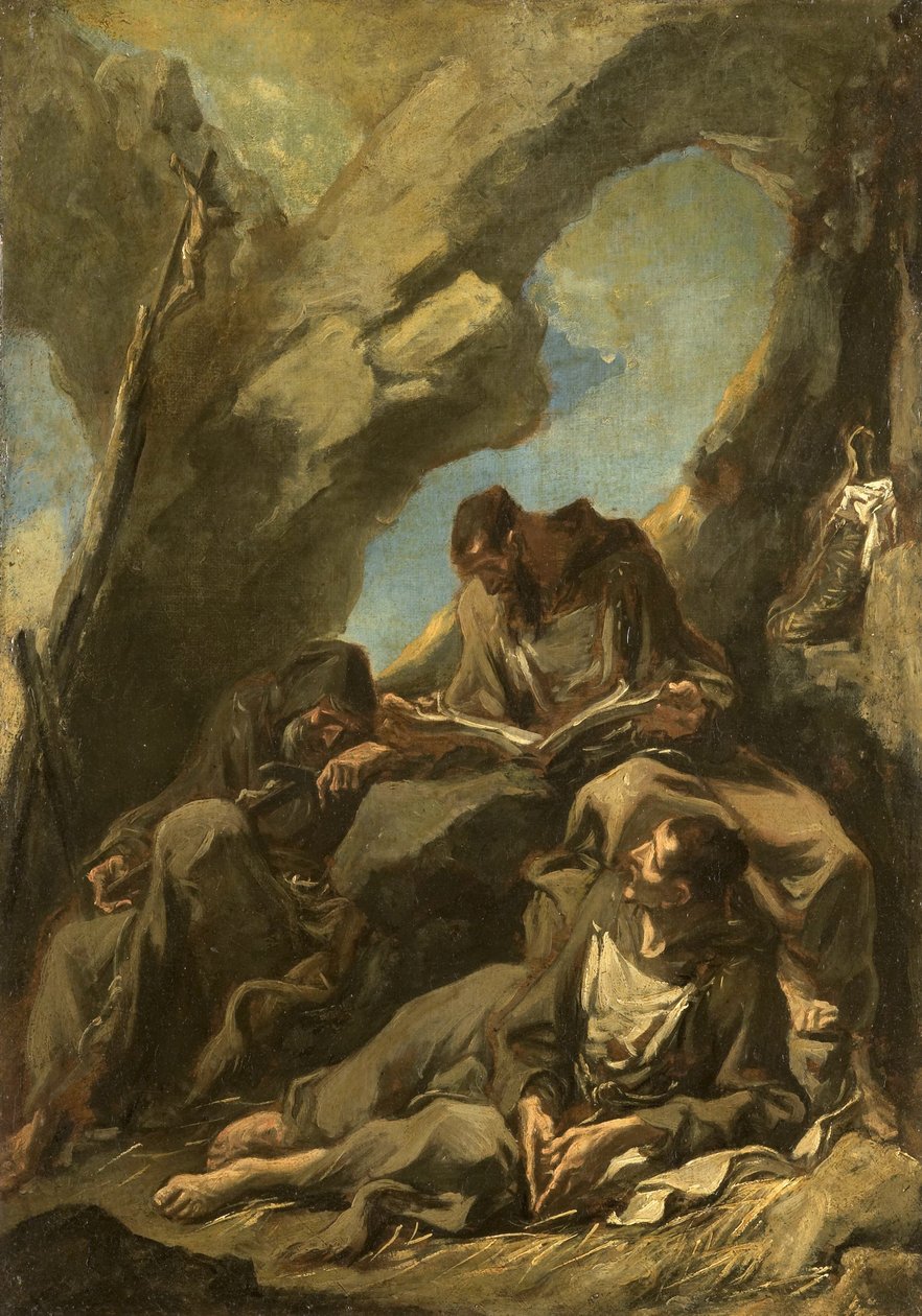 Trois moines capucins méditant en prière - Alessandro Magnasco