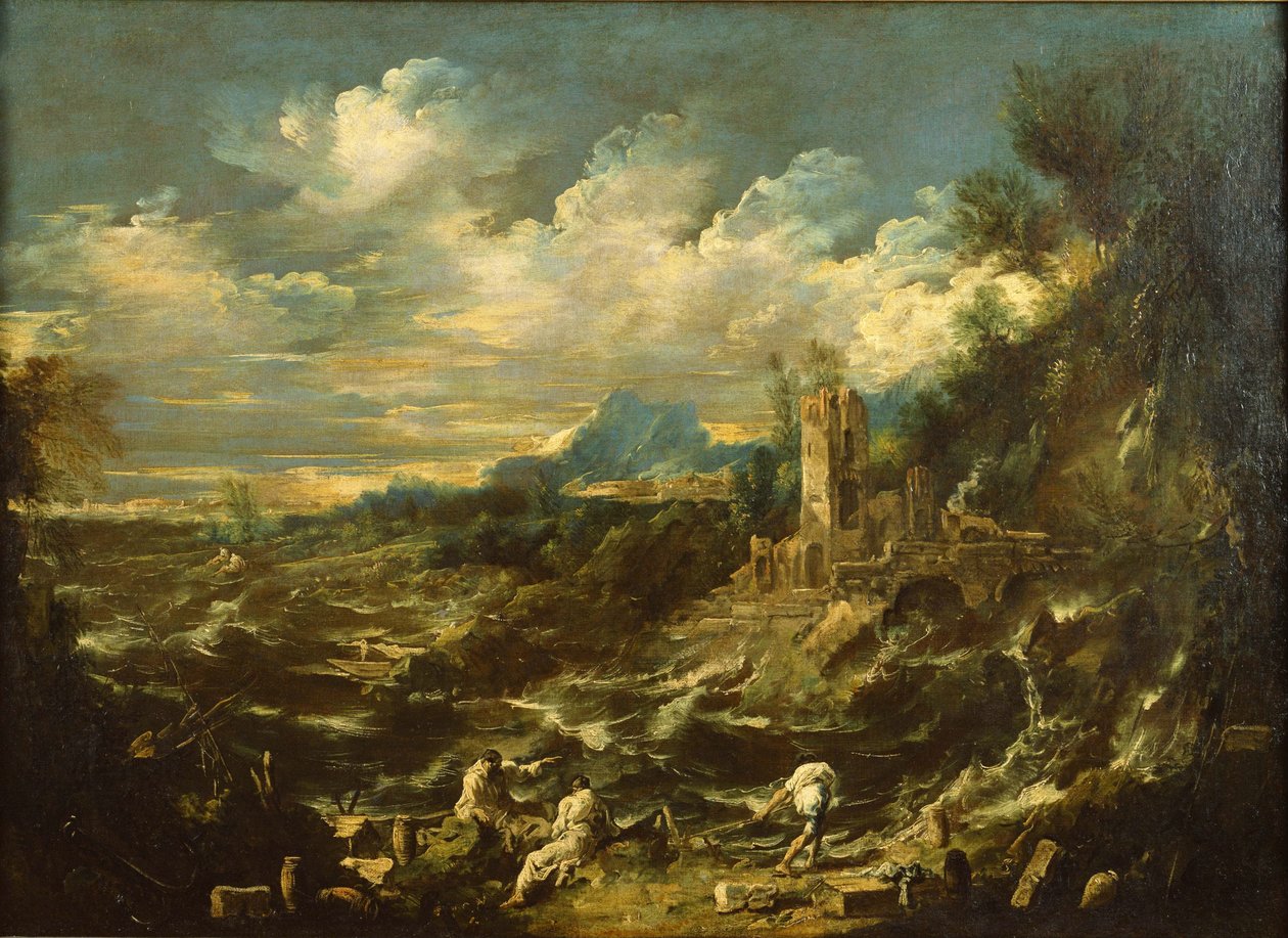 Paysage avec mer orageuse, vers 1720 - Alessandro Magnasco