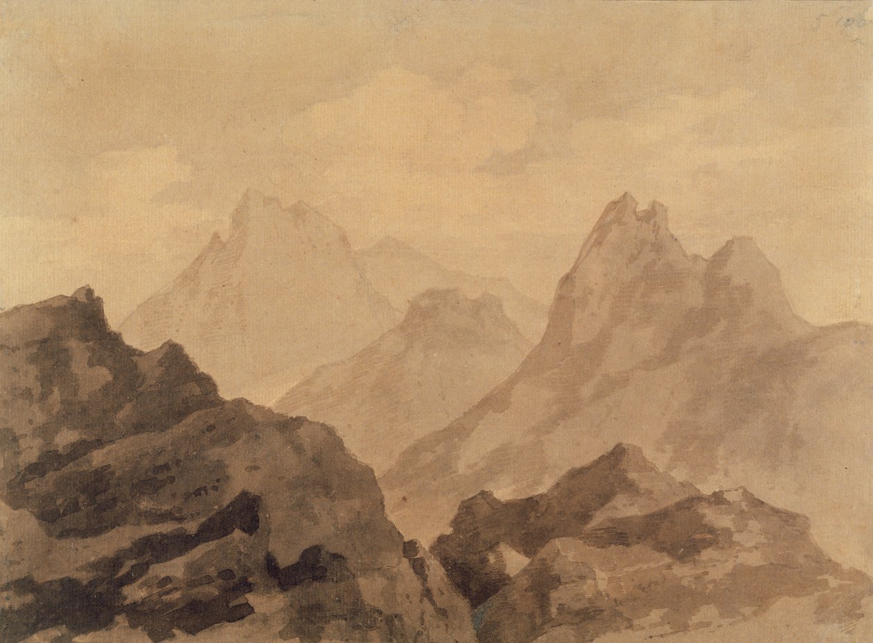 Sommets de montagnes (une étude de montagne), vers 1780 - Alexander Cozens