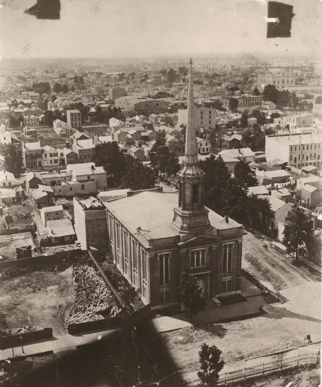 Vue sud-sud-ouest depuis la coupole du palais de justice à Chicago, 1858 - Alexander Hesler