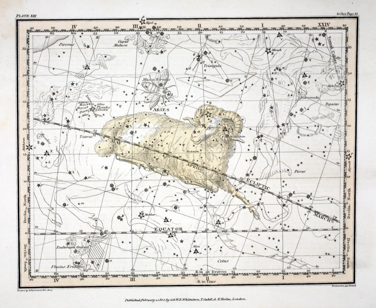 Les Constellations (Planche XIII) Bélier et Musca Borealis, de 