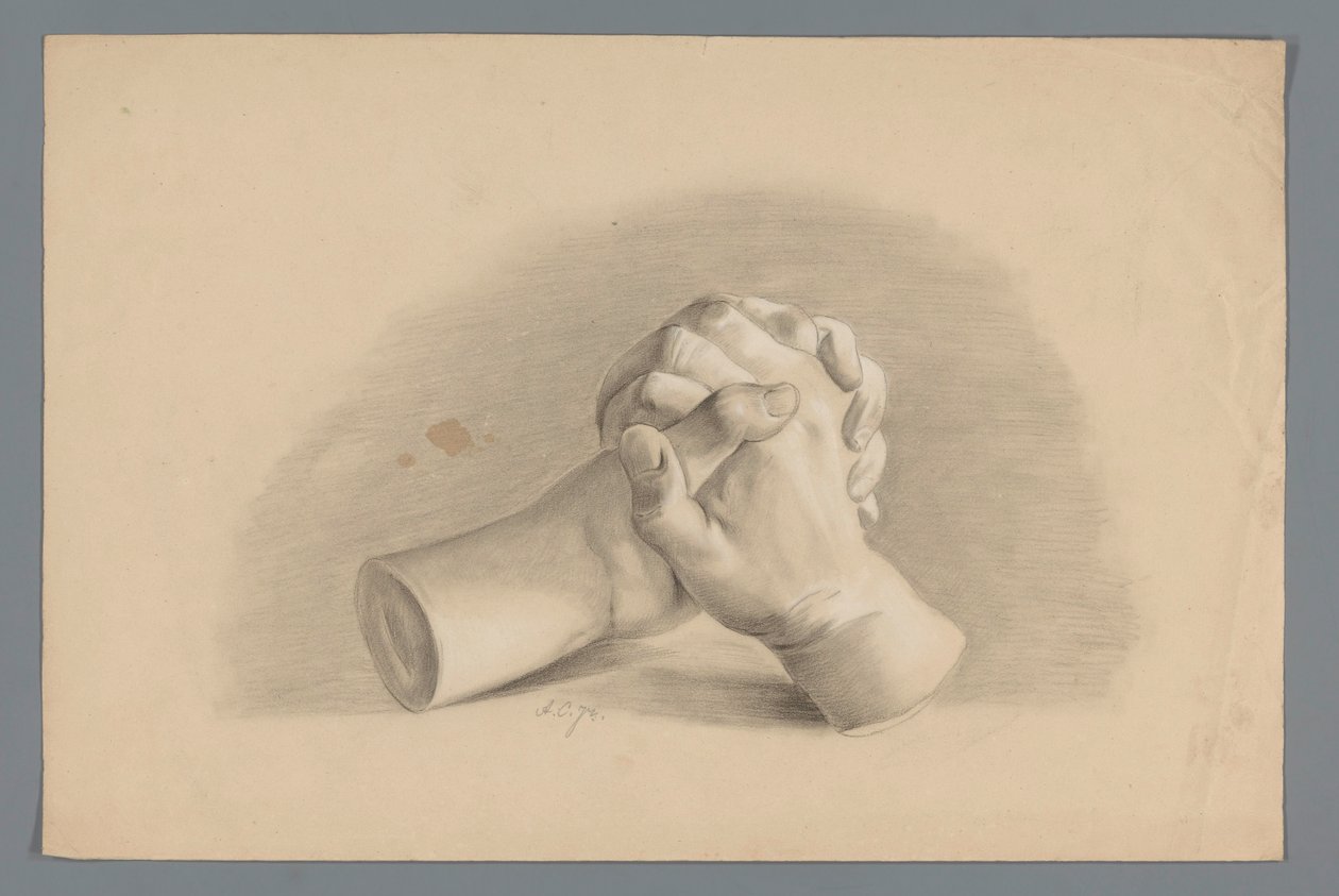 Modèle en plâtre de deux mains jointes - Alexander Cranendoncq