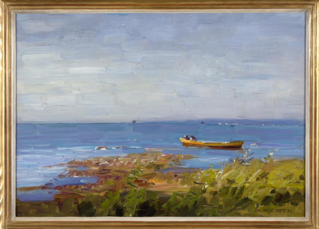 A.Koester, Lac avec petit bateau - Alexander Köster