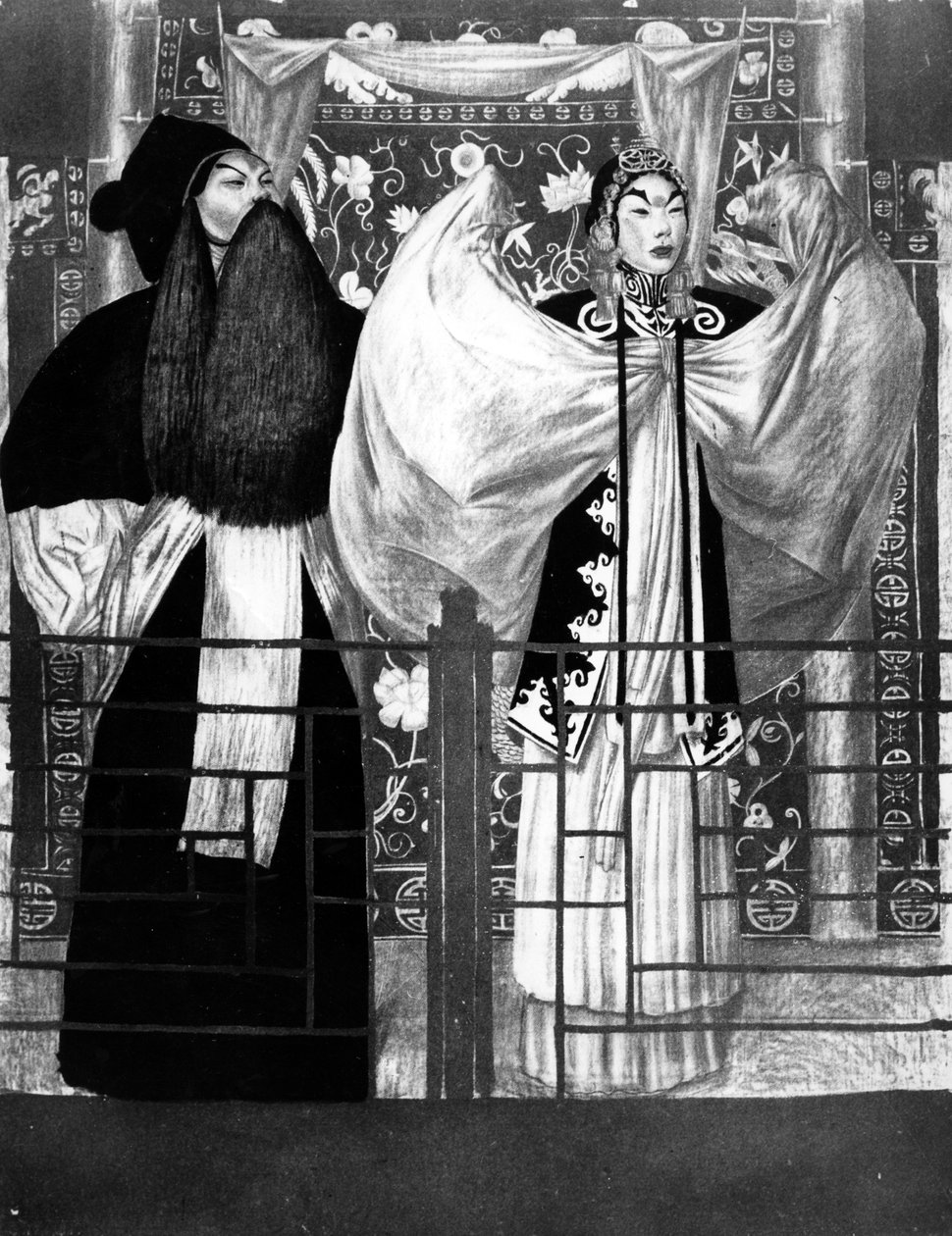 Scène de la pièce Nan tien men, illustration de Le Théâtre Chinois par Tchou-Kia-Kien, publié à Paris en 1922 - Alexandre Jacovleff