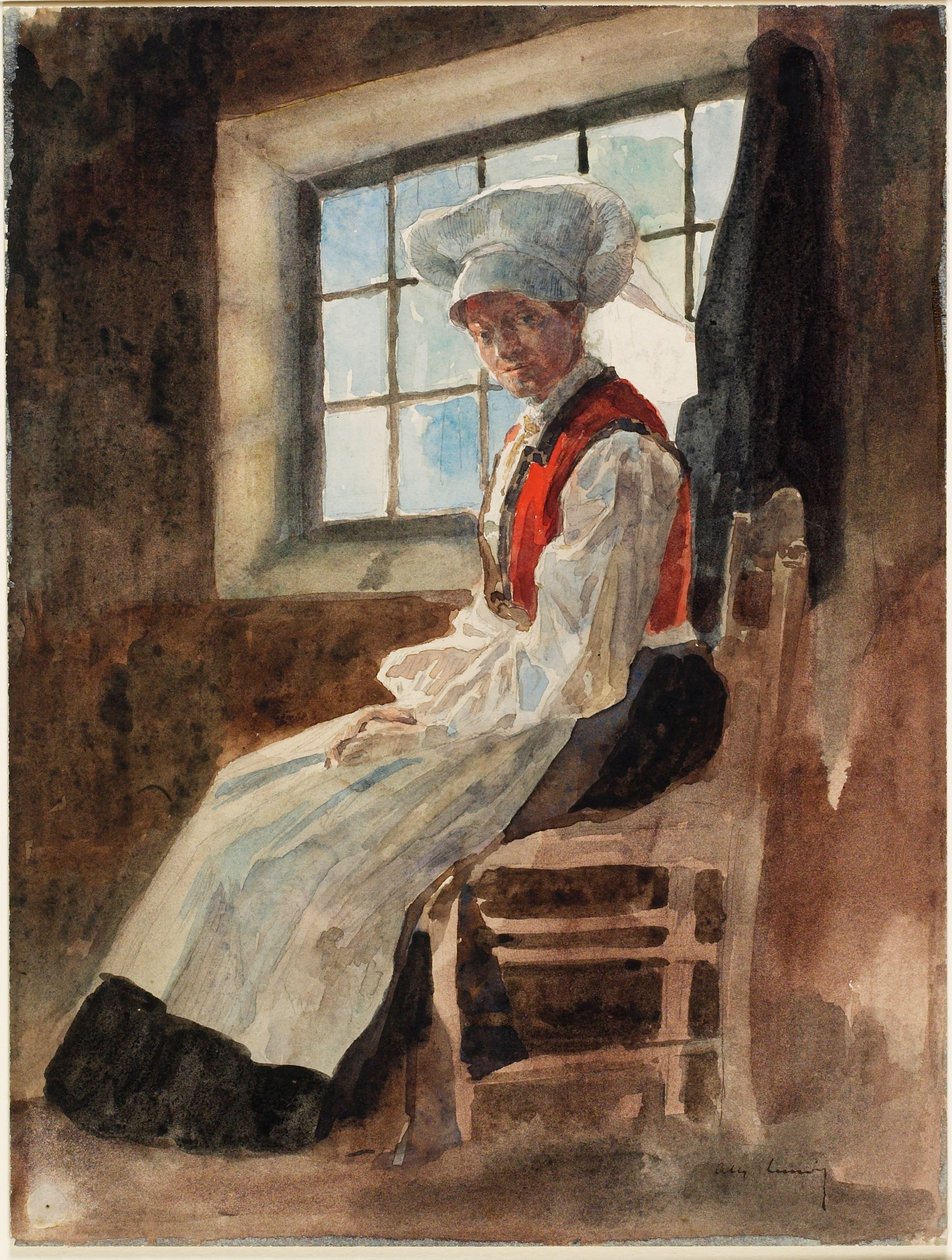 Paysanne scandinave dans un intérieur, vers 1906 - Alexandre Lunois