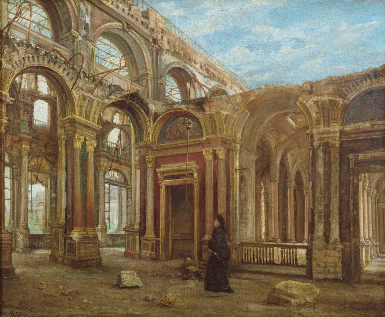 Les Tuileries après la Commune de Paris, 1871 - Alexandre Marre Lebrett