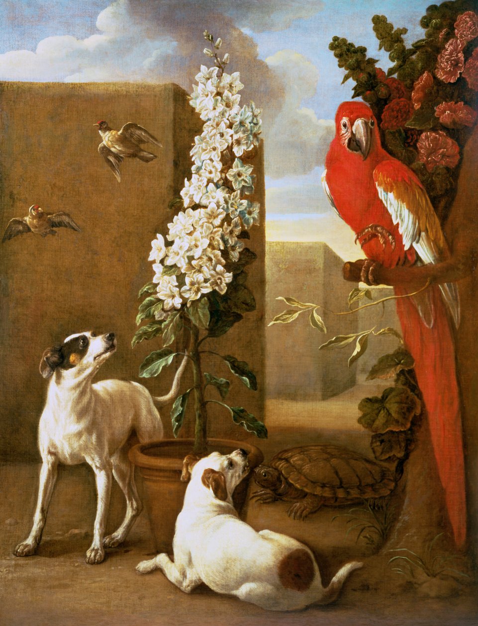 Perroquet avec des chiens - Alexandre Francois Desportes