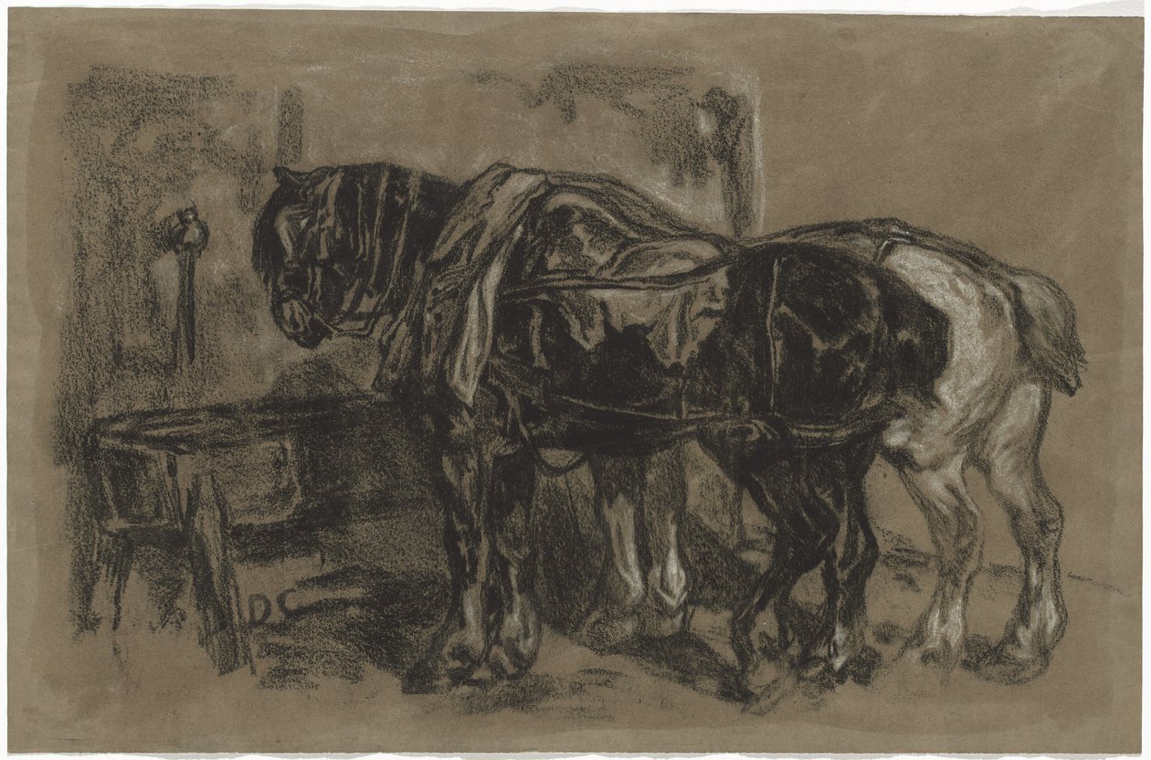 Deux chevaux de trait - Alexandre Gabriel Decamps
