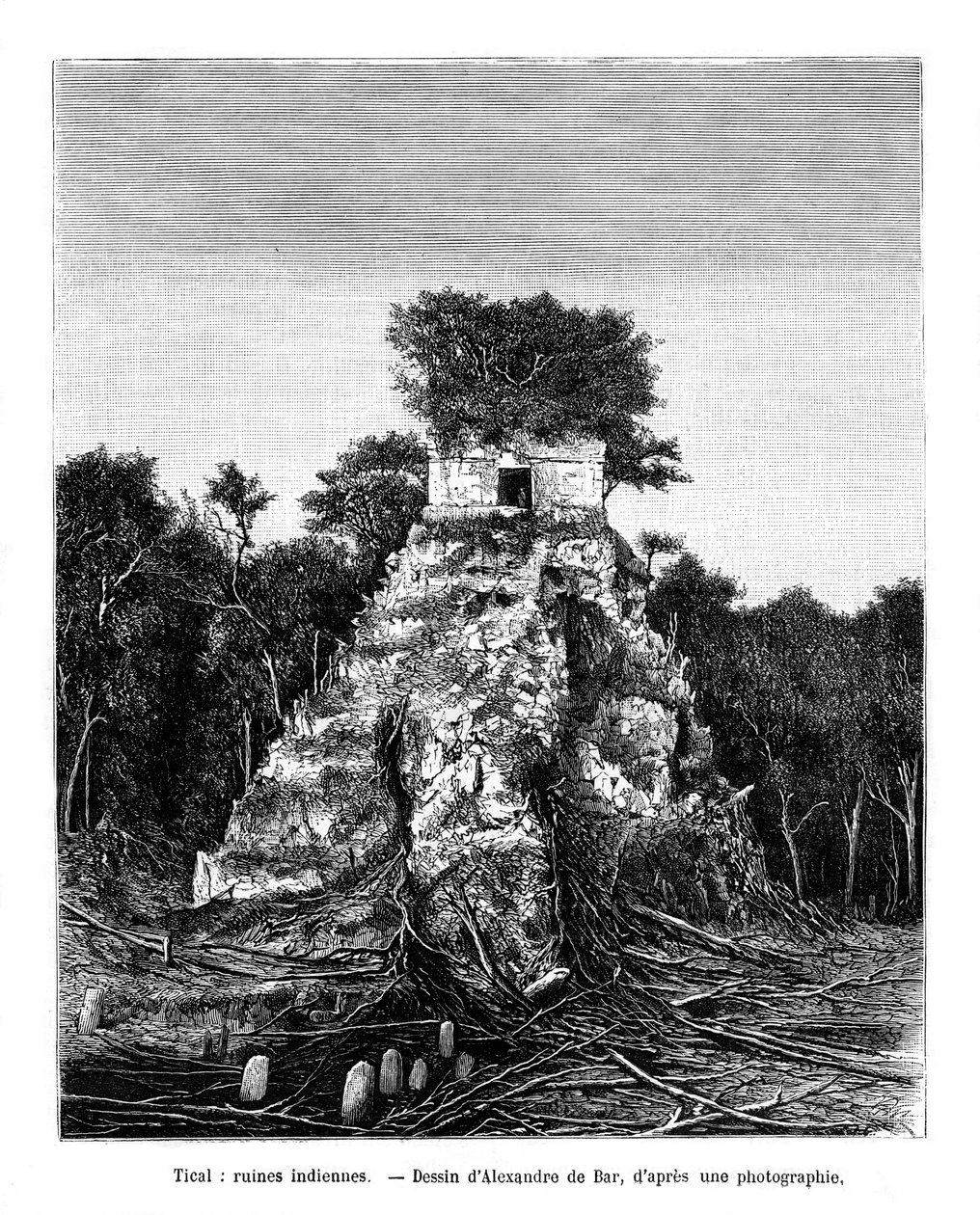 Ruines mayas, Tikal, Guatemala, XIXe siècle - Alexandre de Bar
