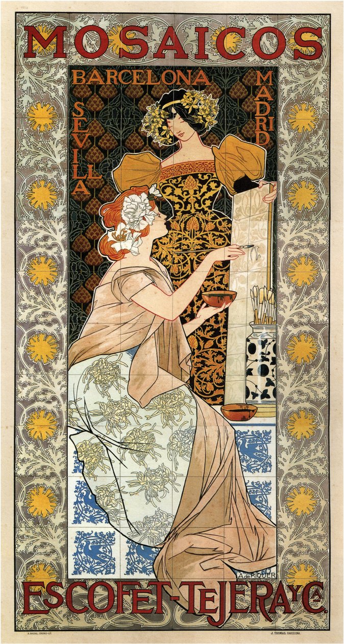 Affiche publicitaire Mosaicos Escofet-Tejera, 1900 - Alexandre de Riquer