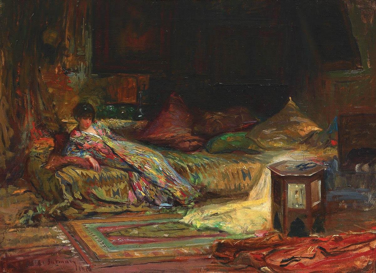 Intérieur oriental Claudia Millian-Minulescu posant dans un intérieur oriental - Alexandru Satmari