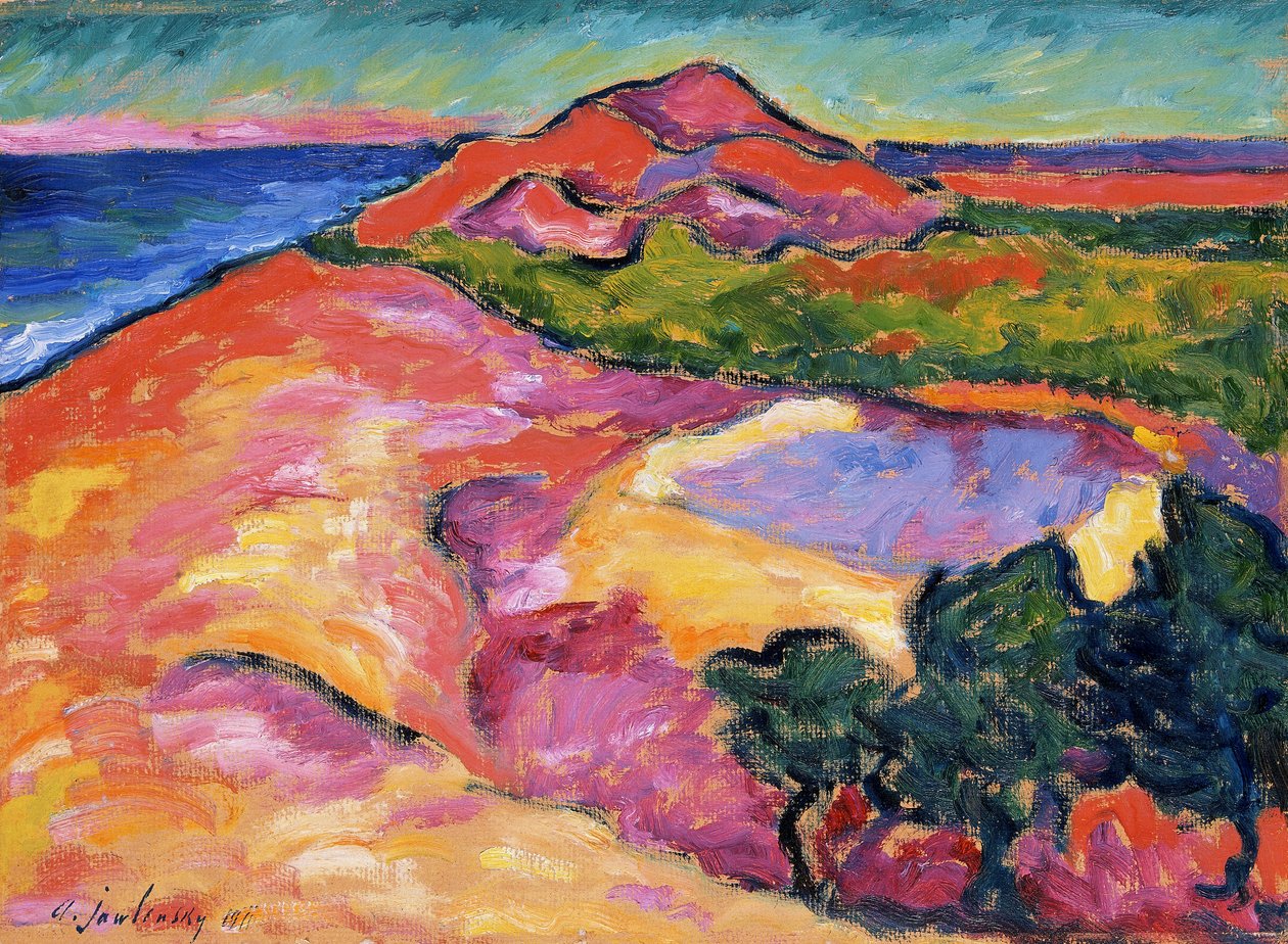 Scène côtière avec colline rouge - Alexej von Jawlensky