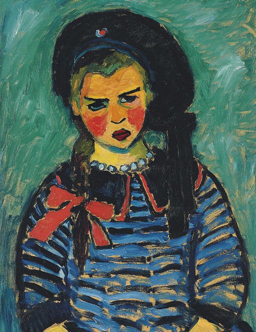 Fille avec un nœud rouge - Alexej von Jawlensky