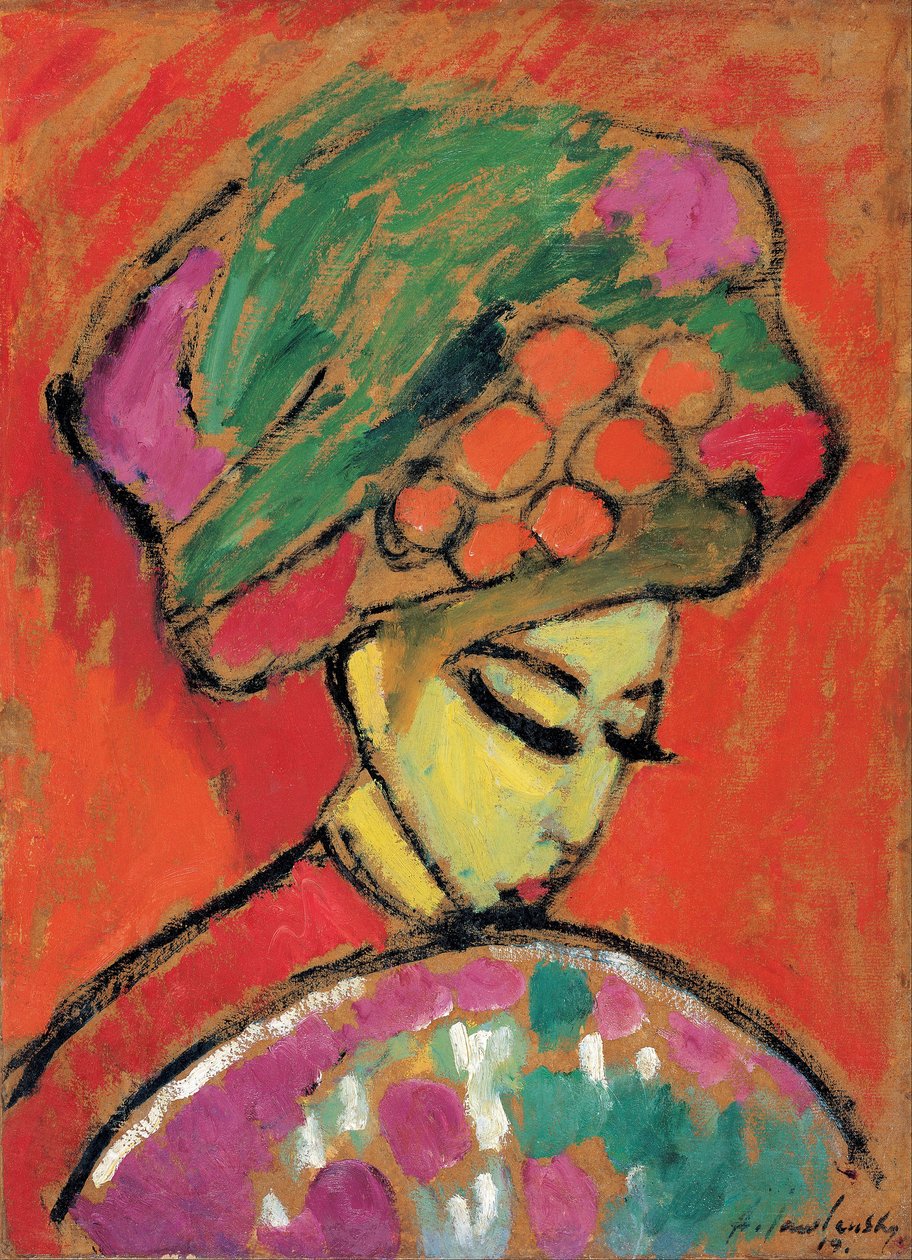 Jeune fille avec un chapeau fleuri - Alexej von Jawlensky