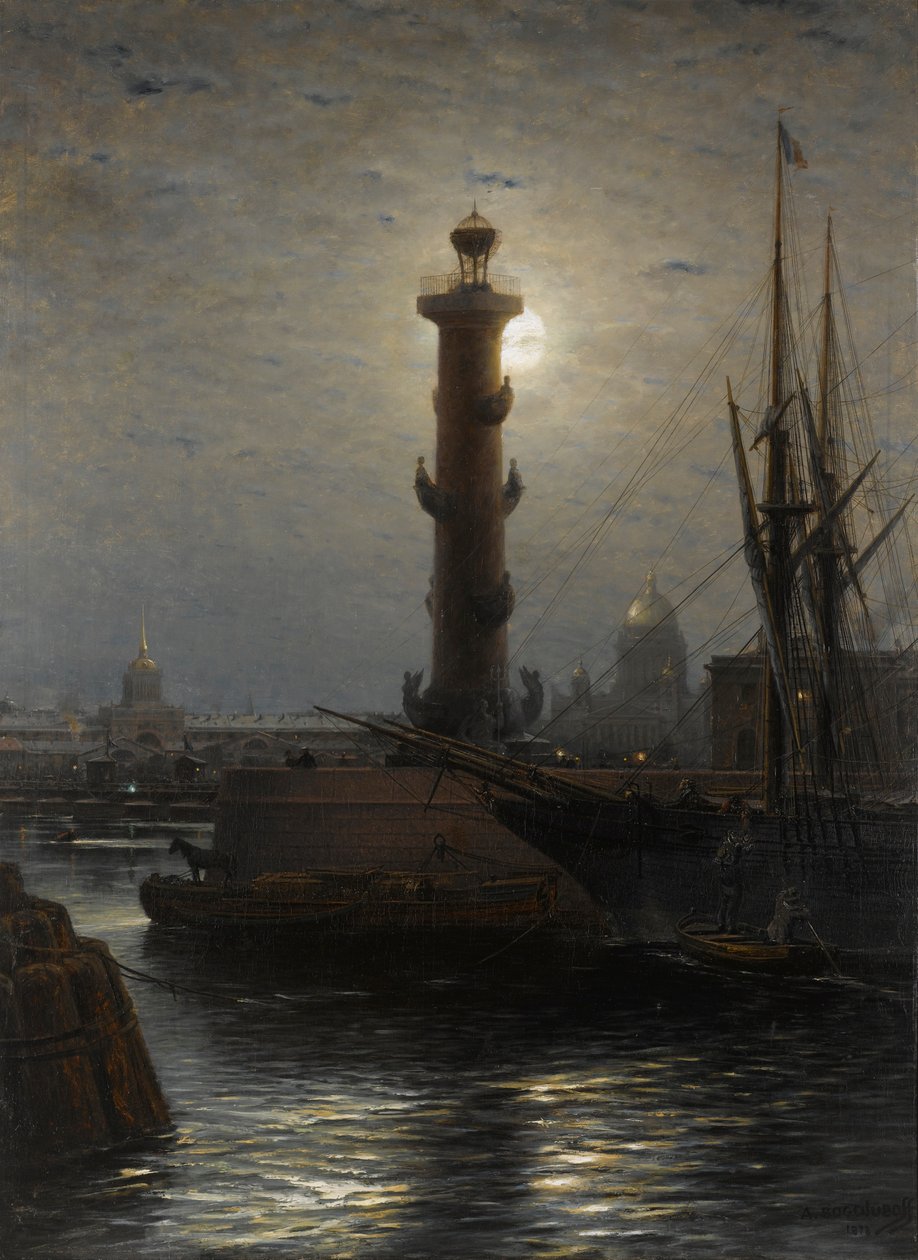 La colonne rostrale près de la bourse, Saint-Pétersbourg - Alexey Bogolyubov