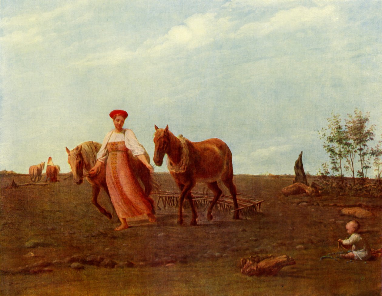 Dans le champ labouré. Printemps, années 1820, 1965 - Alexey Venetsianov